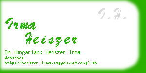 irma heiszer business card